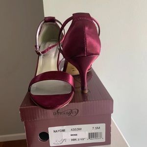 Wine colored David’s bridal shoes size 7.5